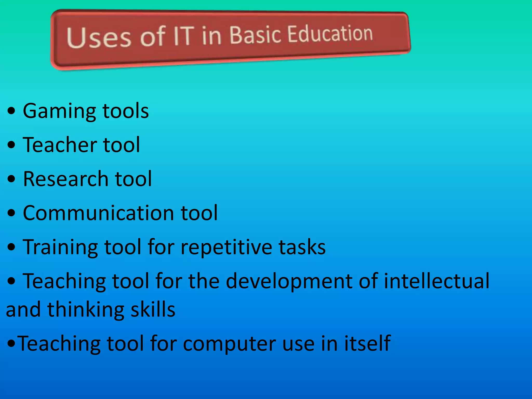 computer application in education | PPTX | Education industry | Industries