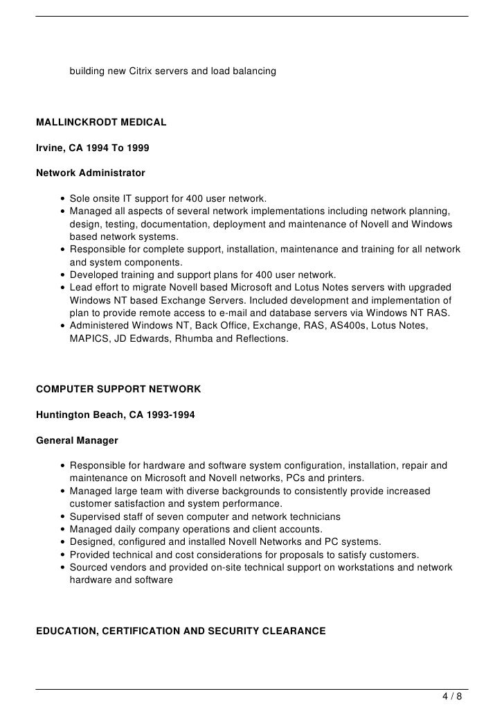 network consultant resumes