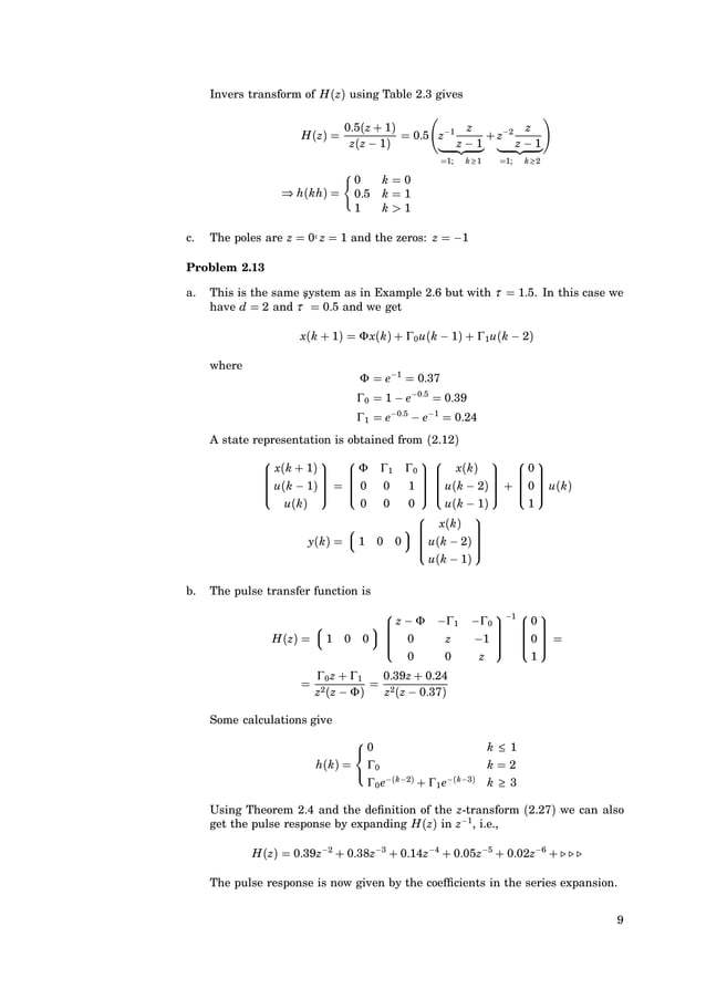 Computer Controlled Systems (solutions manual). Astrom. 3rd edition 1997