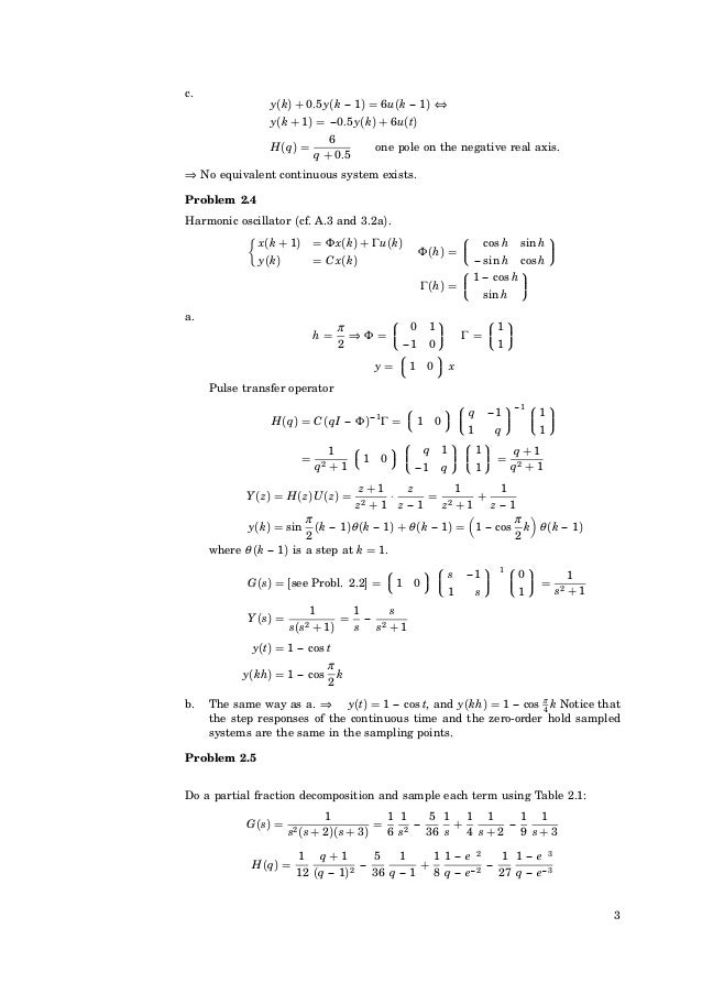Computer Controlled Systems Solutions Manual Astrom 3rd Edition 1