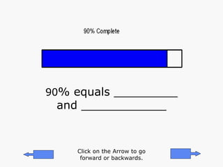 90 % equals _________ and ____________ Click on the Arrow to go forward or backwards. 
