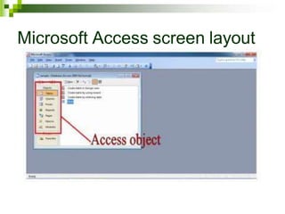 Microsoft Access screen layout
 