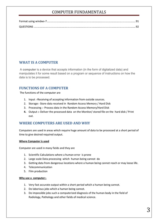 Computer fundamentals | PDF