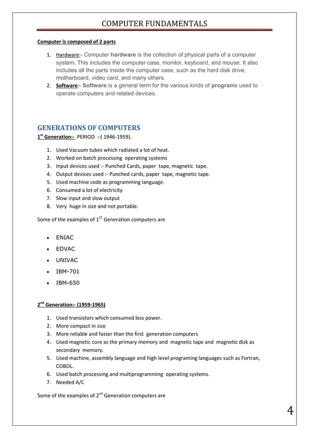 Computer fundamentals | PDF