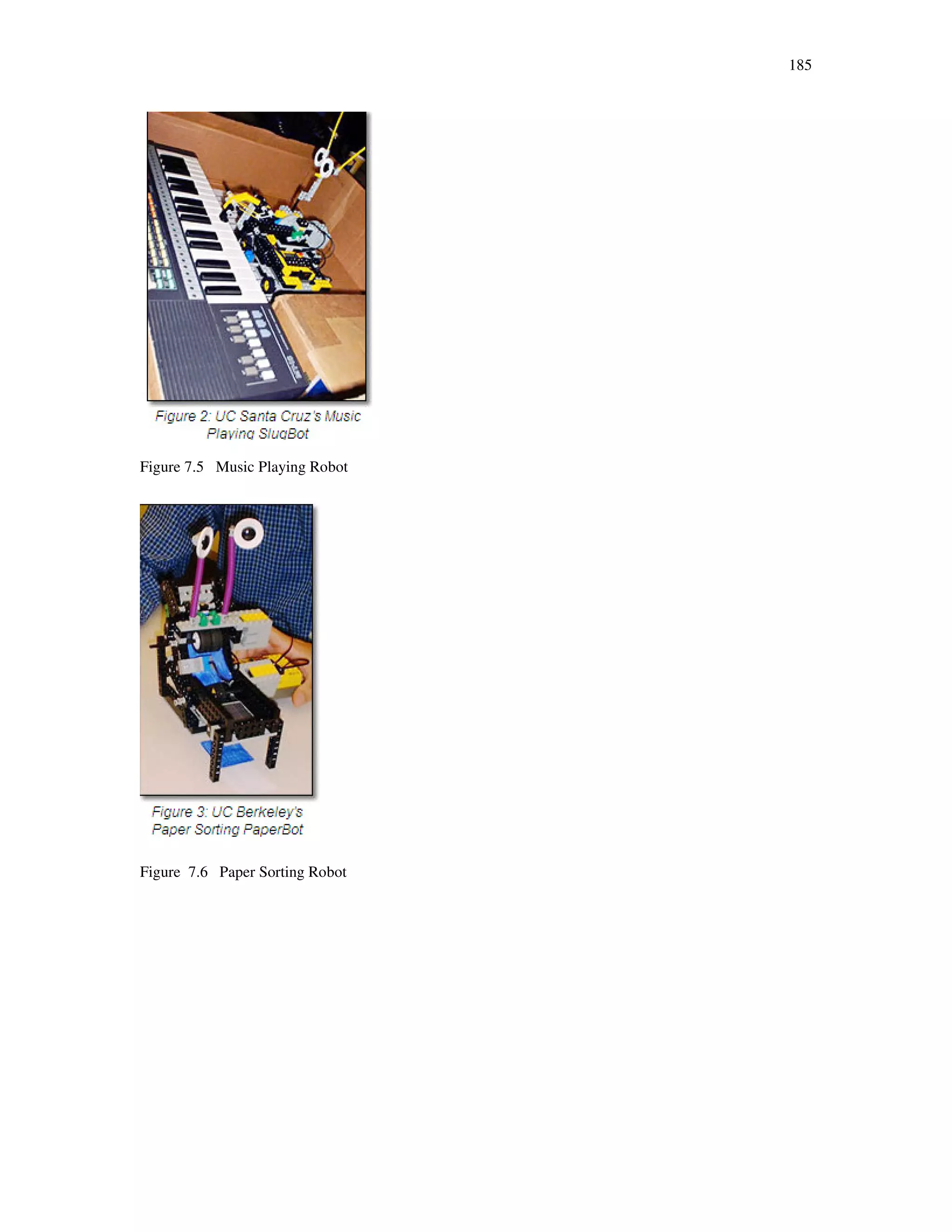 185
Figure 7.5 Music Playing Robot
Figure 7.6 Paper Sorting Robot
 