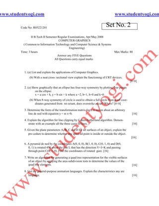 Computer Graphics Jntu Model Paper{Www.Studentyogi.Com} | PDF ...