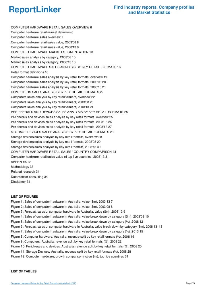 Computer Hardware Sales via Key Retail Formats in Australia to 2013