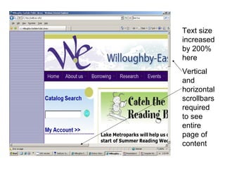 Text size increased by 200% here Vertical and horizontal scrollbars required to see entire page of content 