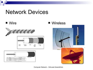 Network Devices
   Wire                          Wireless




           Computer Network – Sritrusta Sukaridhoto
 