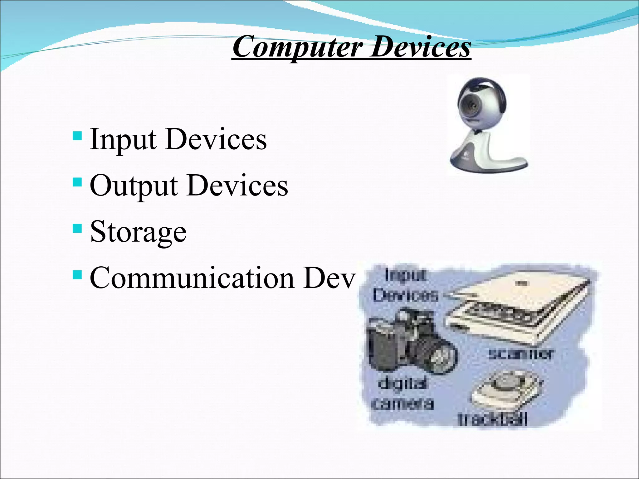 Computer Devices Input Devices Output Devices Storage Communication Devices 