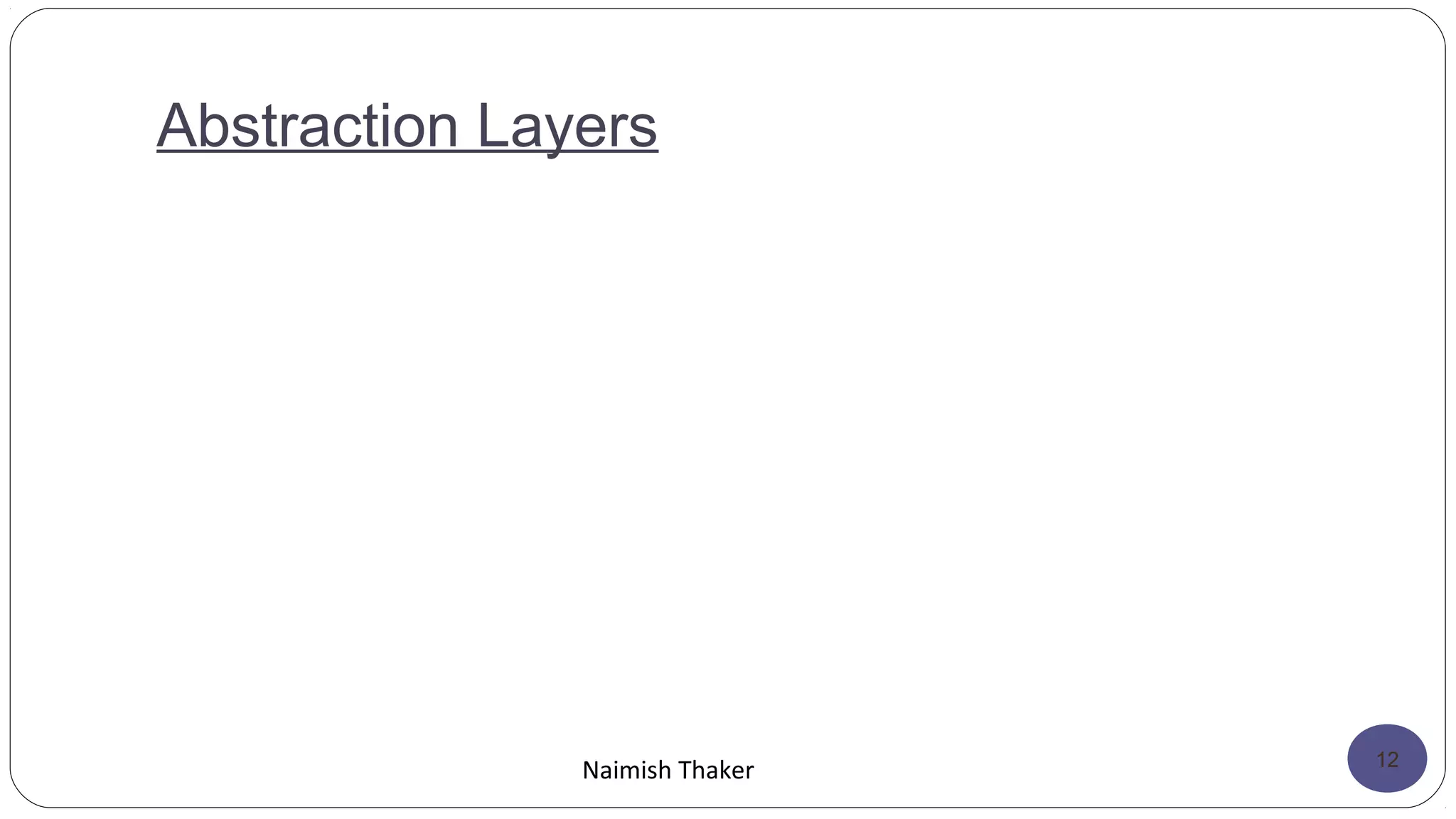Abstraction Layers
12
Naimish Thaker
 