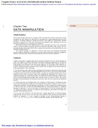 Puter Science An Overview 11th Edition Brookshear Solutions Manual Puter Science An Overview 11th Edition Brookshear Solutions Manual