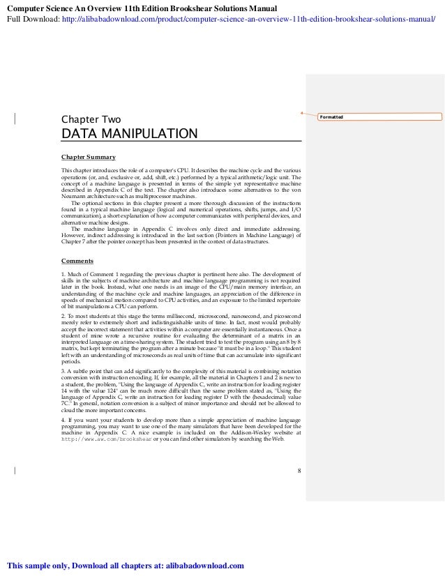 Puter Science An Overview 11th Edition Brookshear Solutions Manual Puter Science An Overview 11th Edition Brookshear Solutions Manual