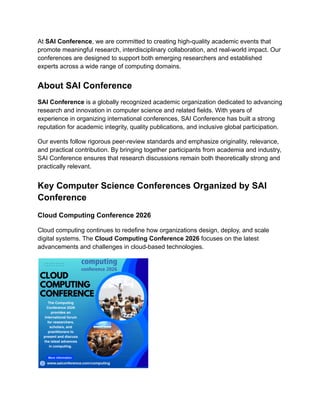 Computer Science Conferences 2026 | Research by SAI Conference | PDF
