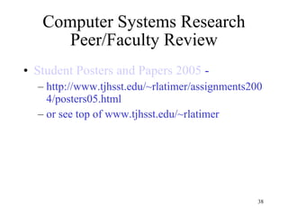 Computer Systems Research Peer/Faculty Review ,[object Object],[object Object],[object Object]