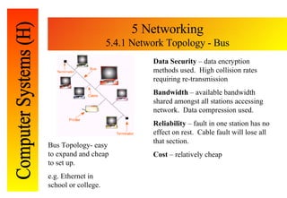 5 Networking 5.4.1 Network Topology - Bus 4 Factors Affecting Performance 4.6. Network Topology - Bus Bus Topology- easy t...