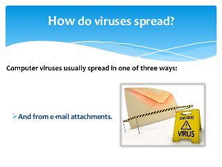 And from e-mail attachments.
How do viruses spread?
 