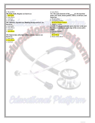 Computer 1st semester BSN mcqs with key,Educational Platform.pdf