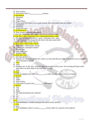 Computer 1st semester BSN mcqs with key,Educational Platform.pdf