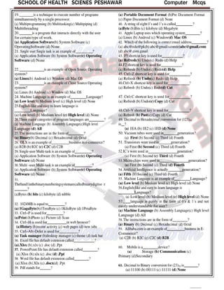 Computer 1st semester BSN mcqs with key,Educational Platform.pdf