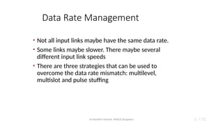 Dr.Nandhini Vineeth, BMSCE,Bangalore 6.176
Data Rate Management
• Not all input links maybe have the same data rate.
• Some links maybe slower. There maybe several
different input link speeds
• There are three strategies that can be used to
overcome the data rate mismatch: multilevel,
multislot and pulse stuffing
 
