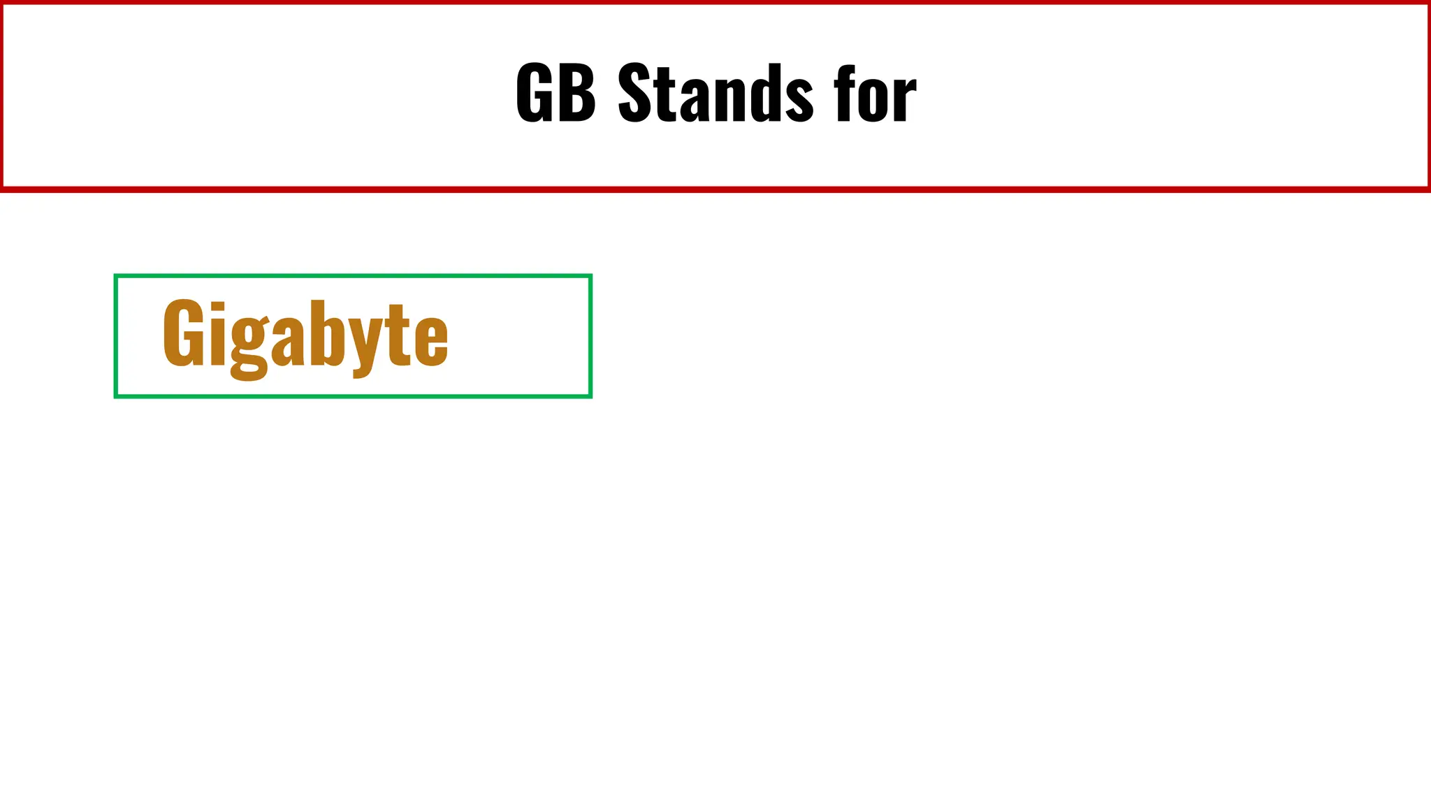GB Stands for
Gigabyte
 