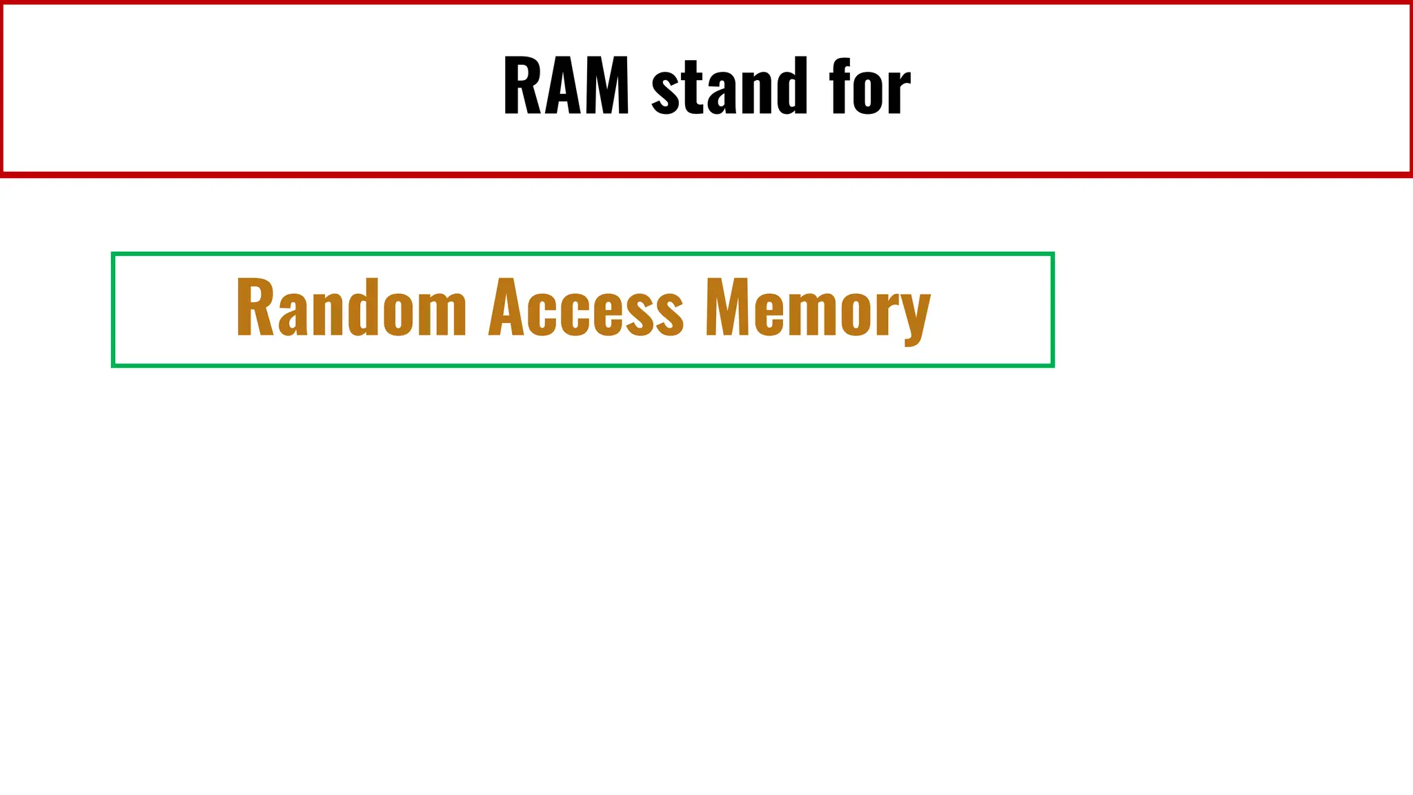 RAM stand for
Random Access Memory
 