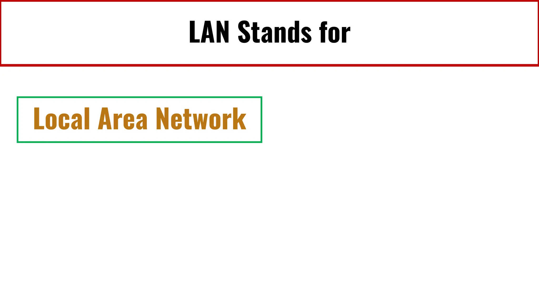 LAN Stands for
Local Area Network
 