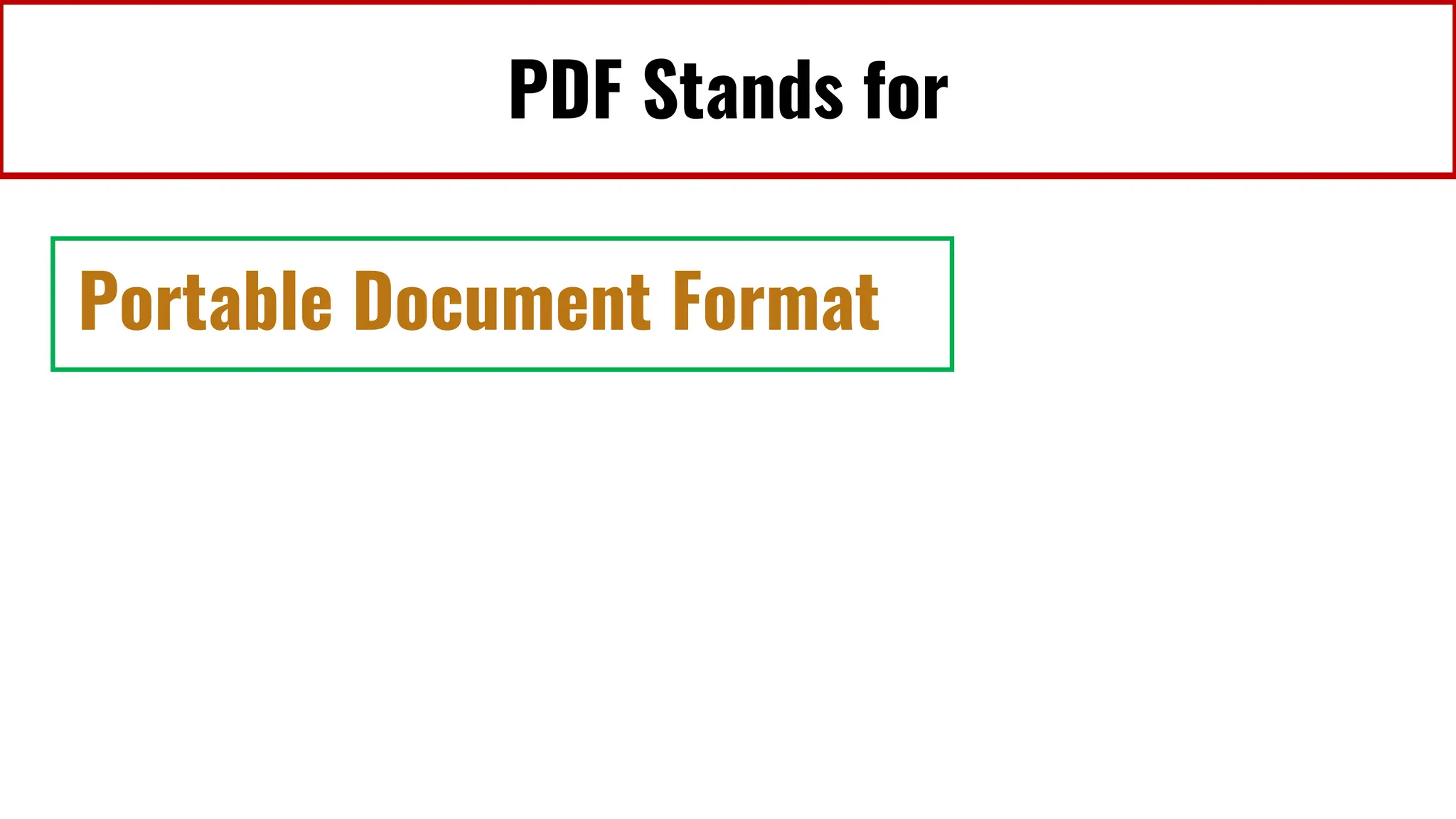 PDF Stands for
Portable Document Format
 