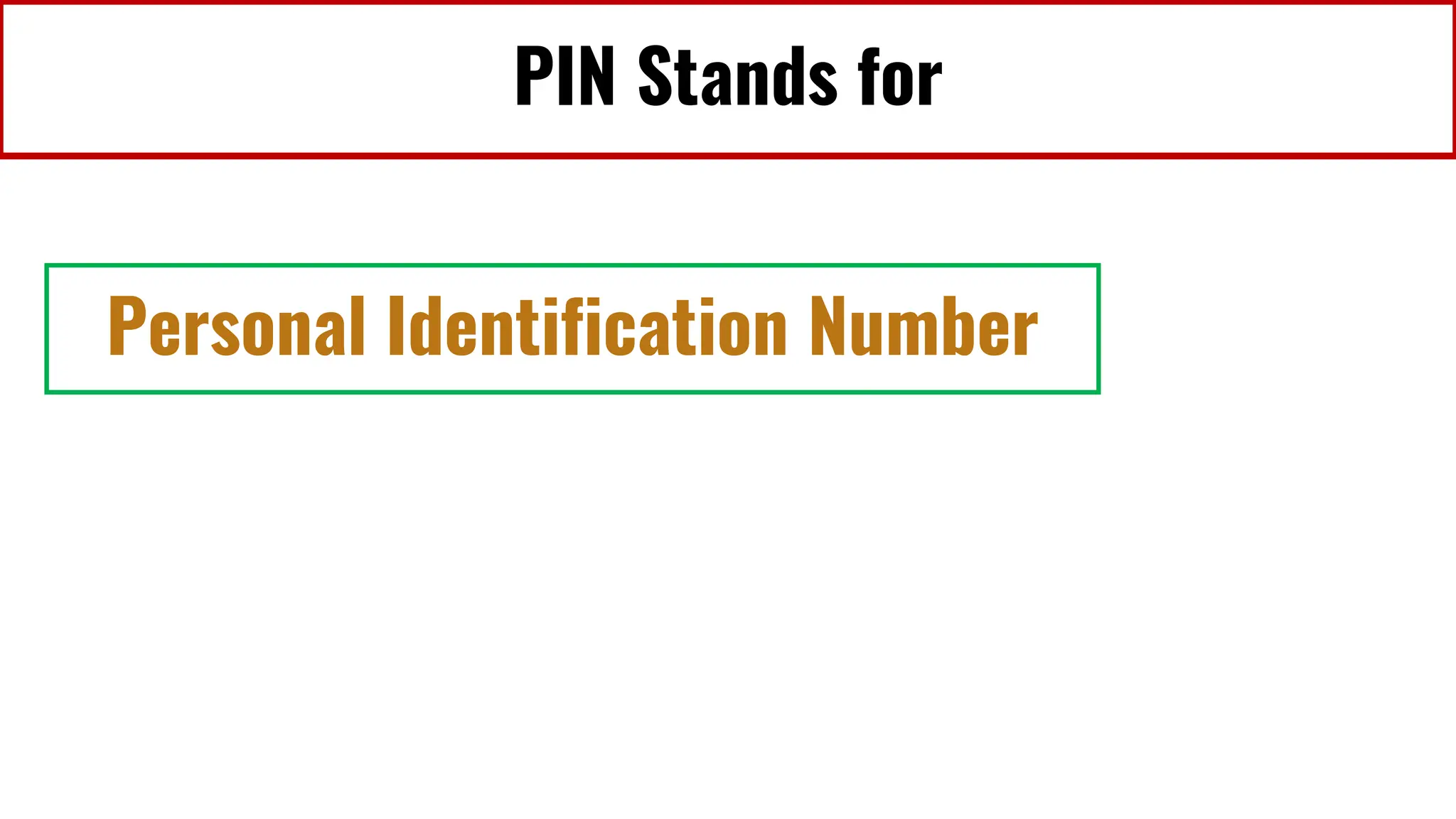 PIN Stands for
Personal Identification Number
 