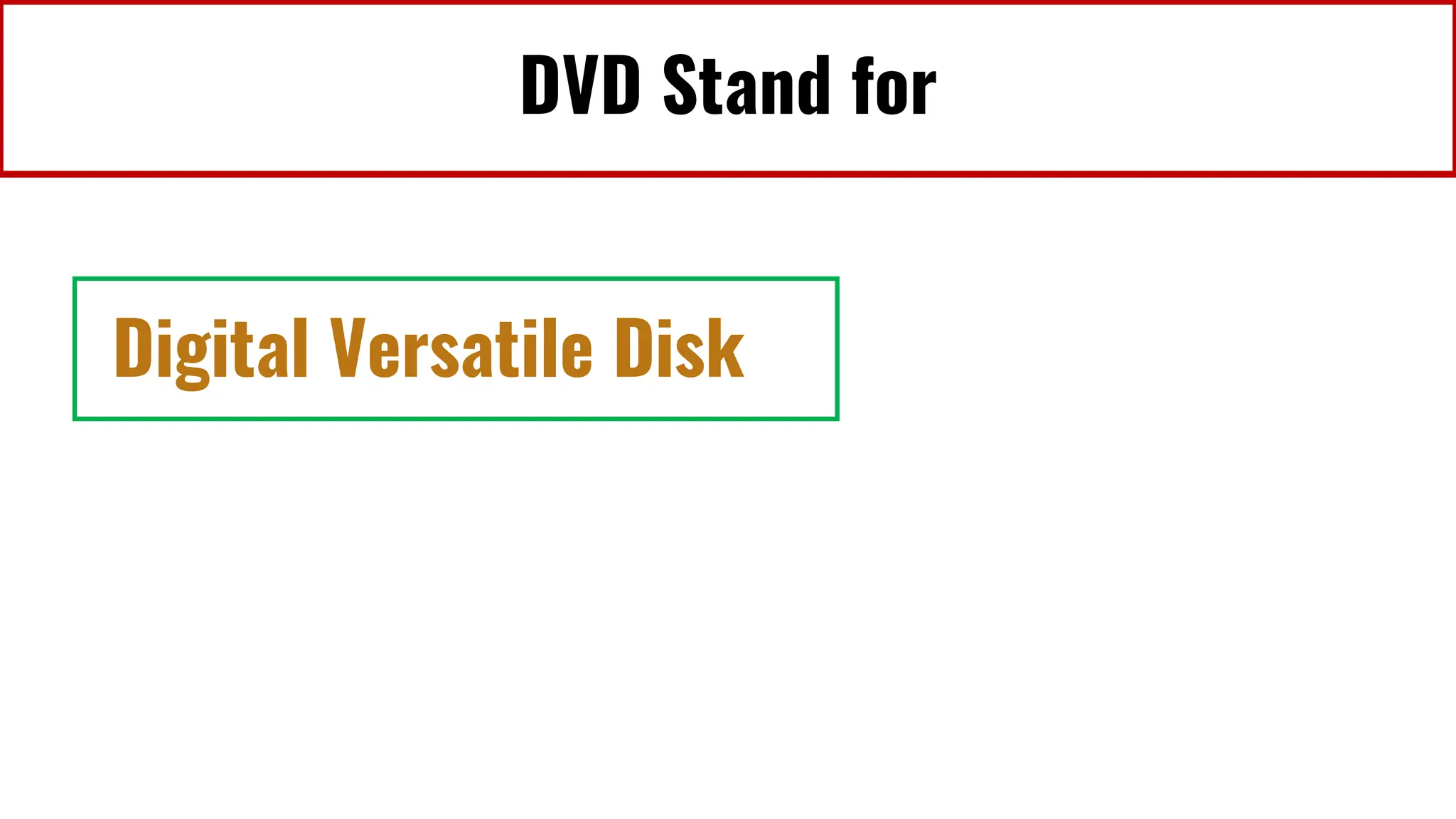 DVD Stand for
Digital Versatile Disk
 