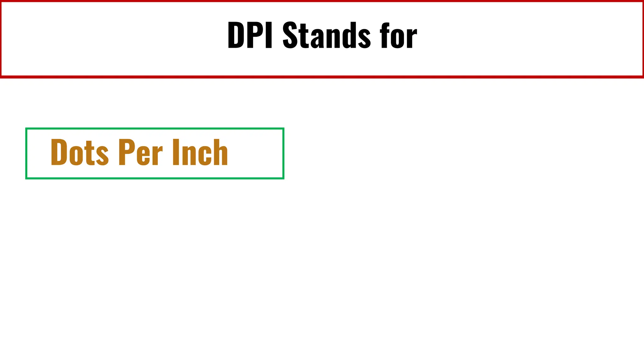 DPI Stands for
Dots Per Inch
 