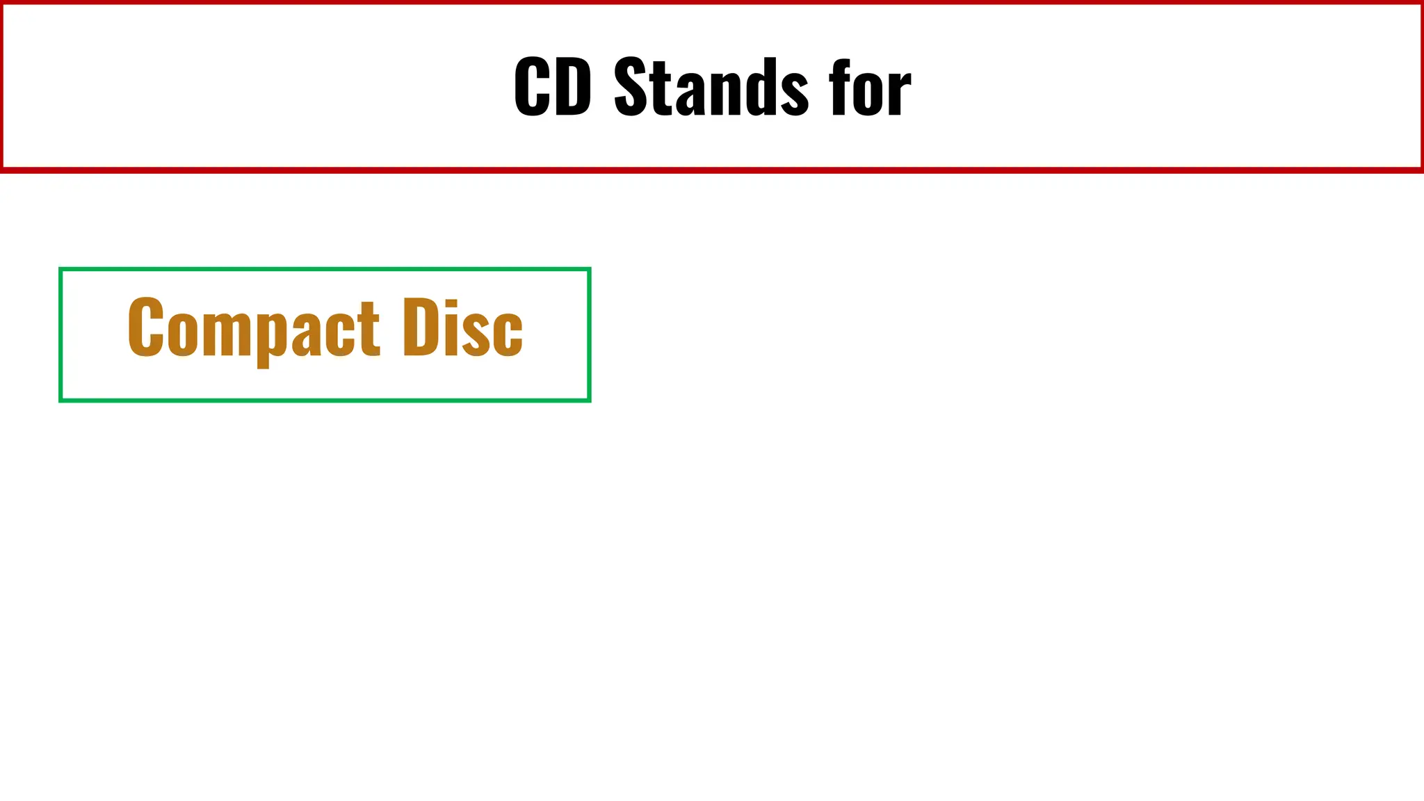 CD Stands for
Compact Disc
 