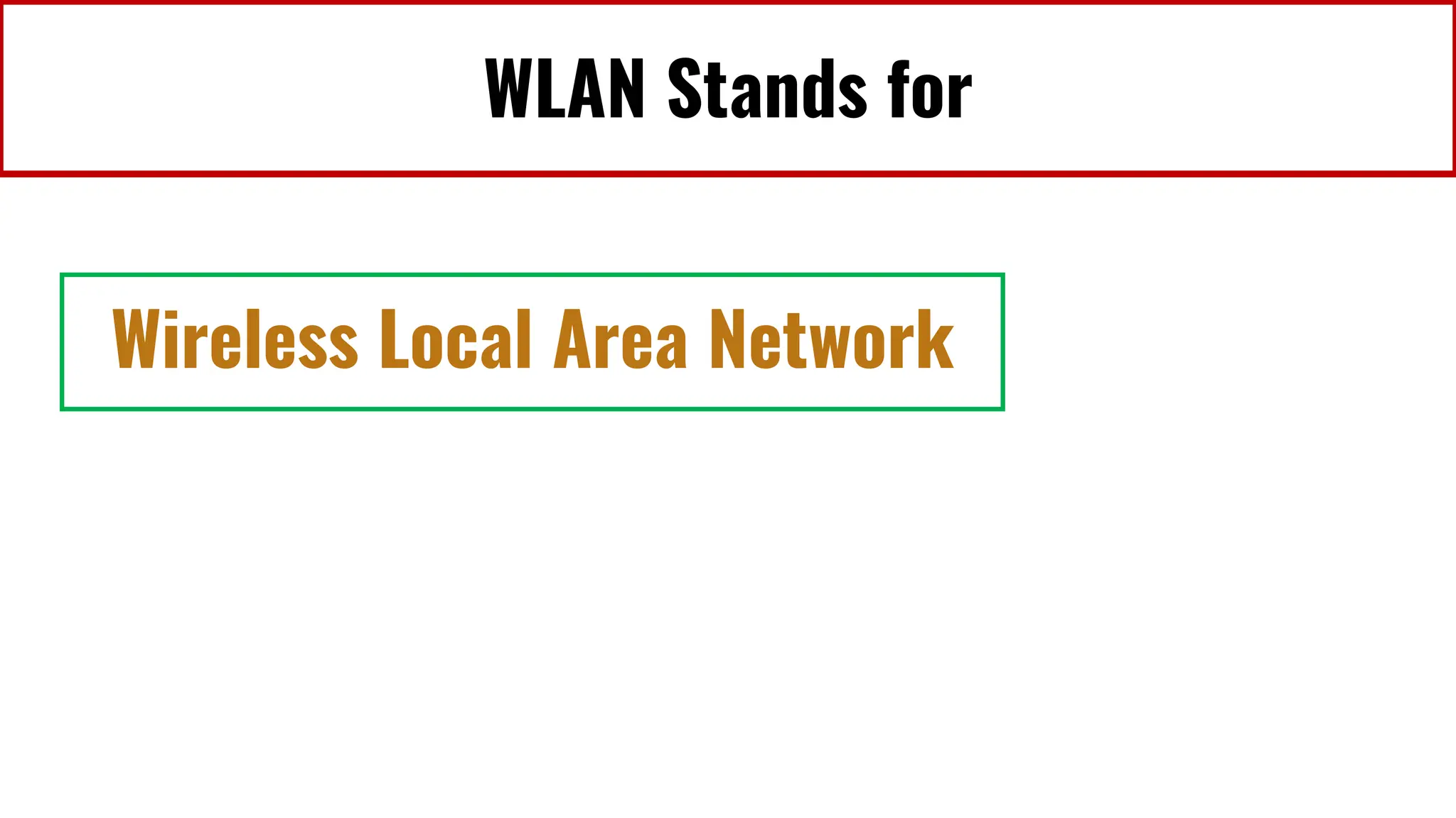 WLAN Stands for
Wireless Local Area Network
 