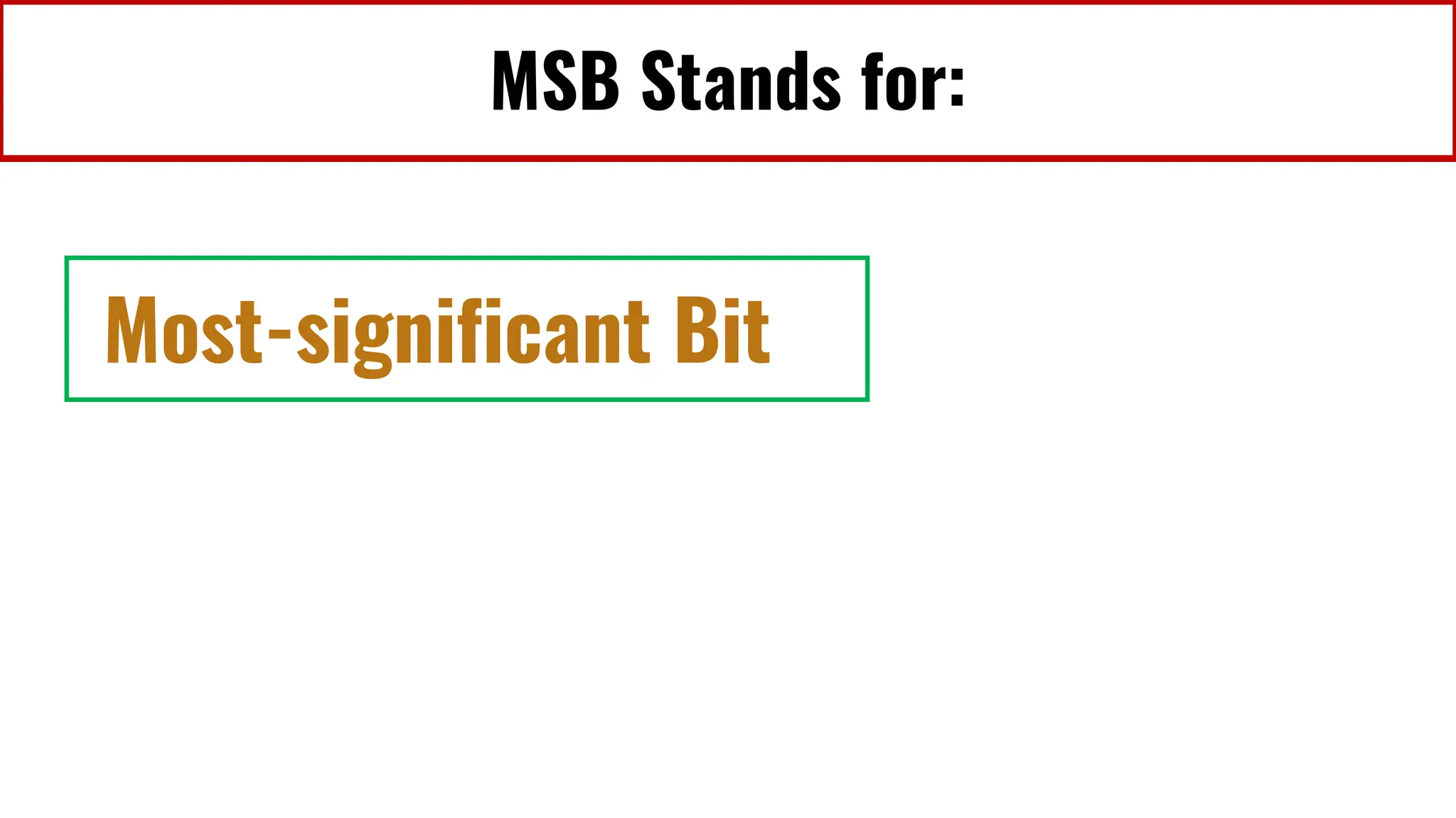 MSB Stands for:
Most-significant Bit
 