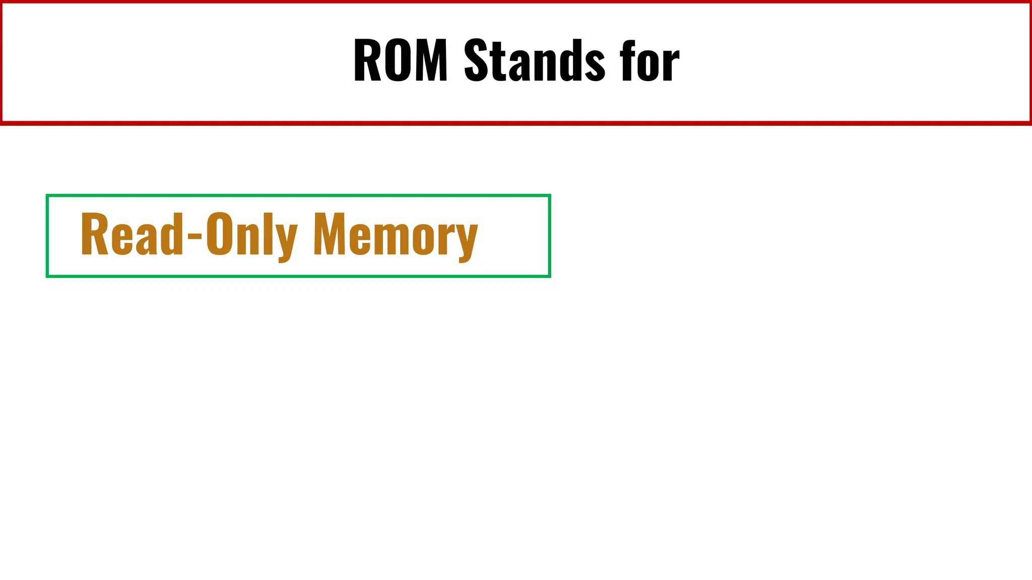 ROM Stands for
Read-Only Memory
 