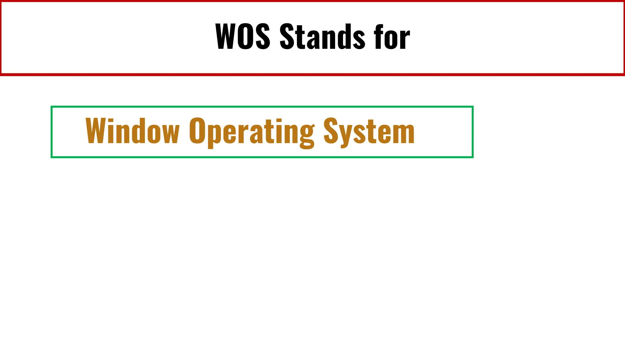 WOS Stands for
Window Operating System
 