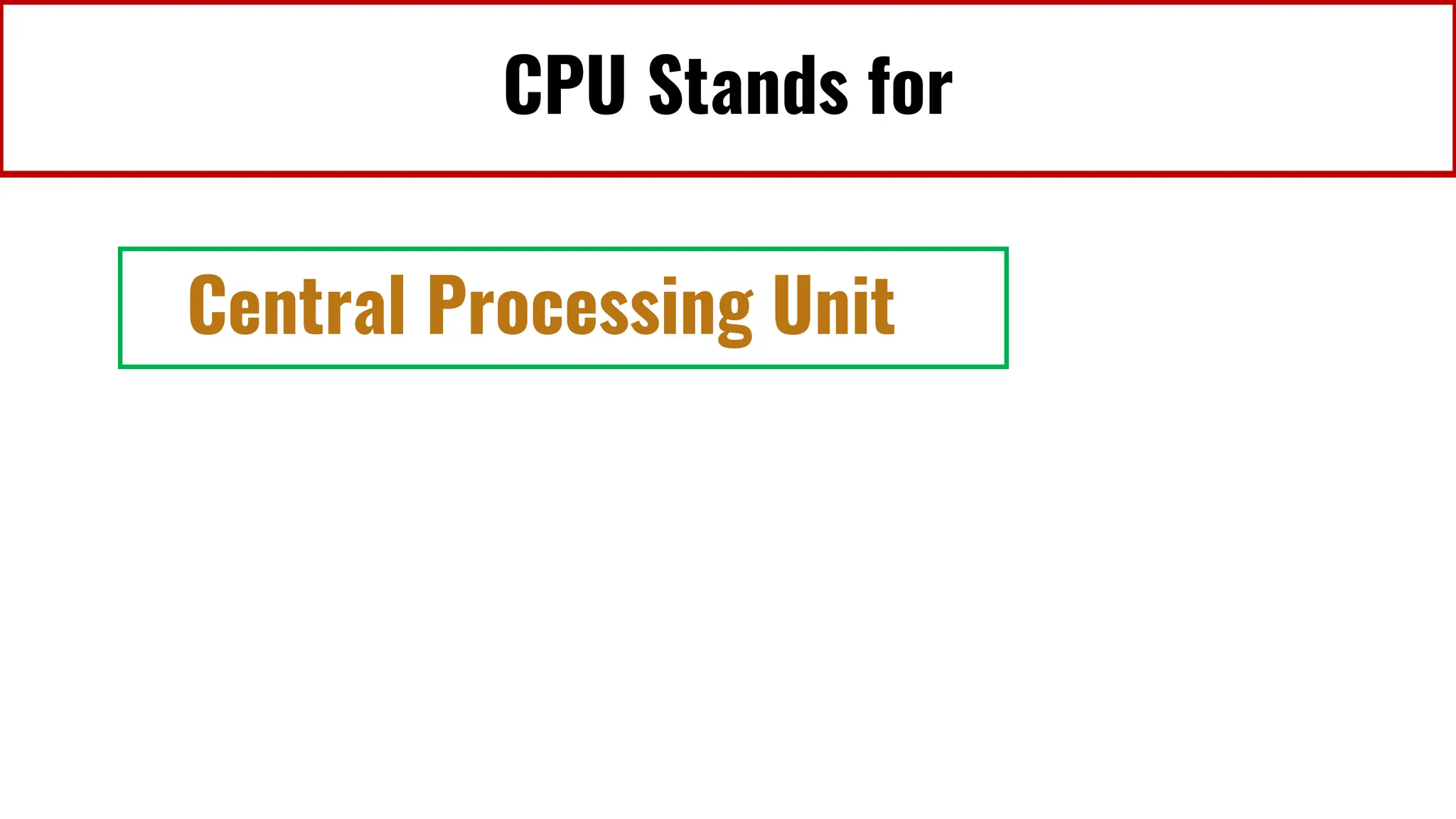 CPU Stands for
Central Processing Unit
 