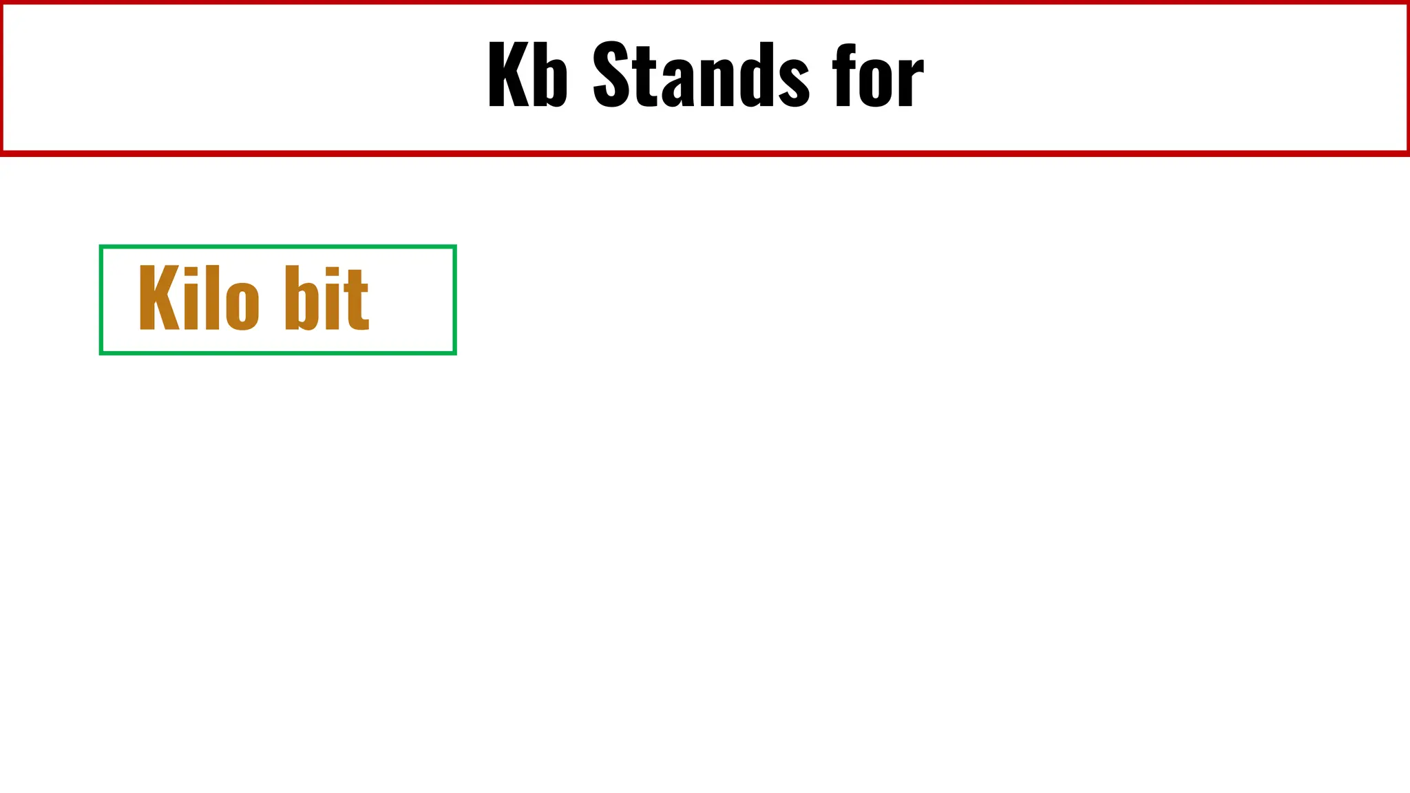 Kb Stands for
Kilo bit
 