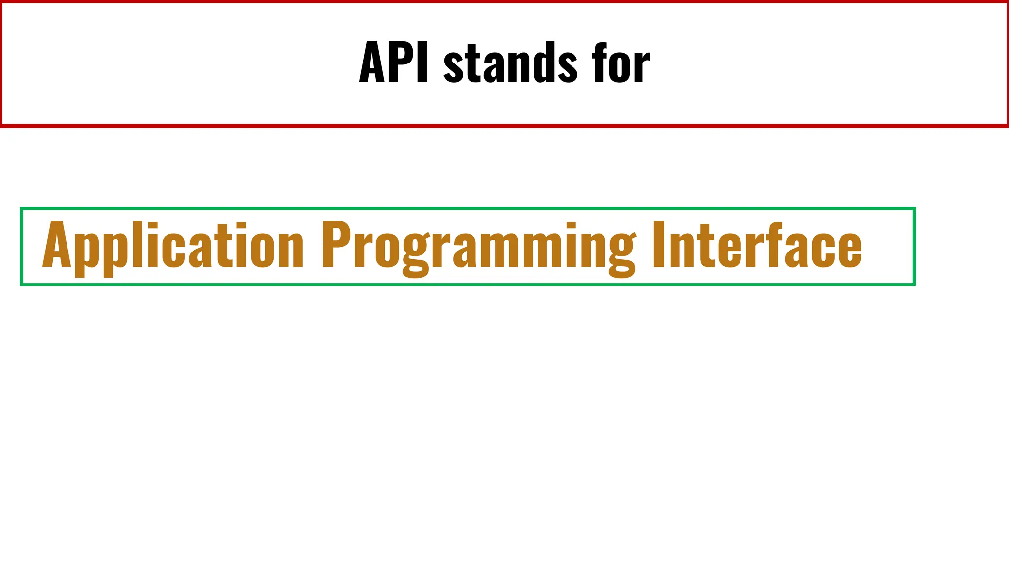 API stands for
Application Programming Interface
 