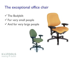 The exceptional office chair The Bodybilt For very small people  And for very large people 