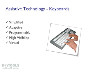 Assistive Technology - Keyboards Simplified Adaptive Programmable High Visibility Virtual 