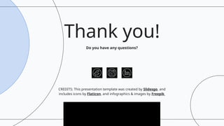CREDITS: This presentation template was created by Slidesgo, and
includes icons by Flaticon, and infographics & images by Freepik
Thank you!
Do you have any questions?
 