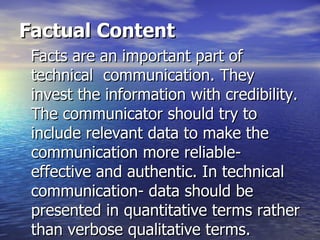 Factual Communication Computer aided technical communication | PPT