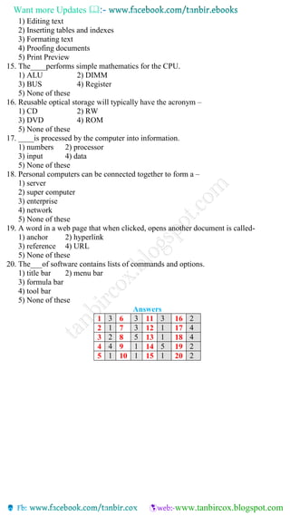 Computer and information model test for bank exams | PDF