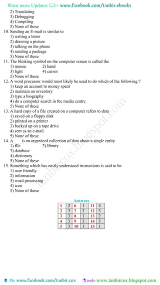Computer and information model test for bank exams | PDF