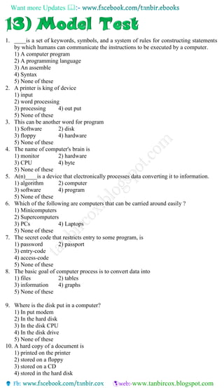 Computer and information model test for bank exams | PDF