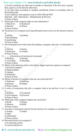 Computer and information model test for bank exams | PDF