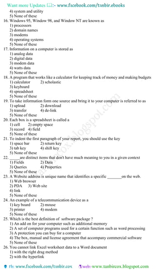 Computer and information model test for bank exams | PDF