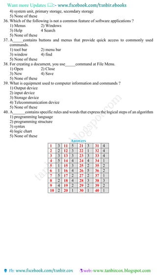 Computer and information model test for bank exams | PDF